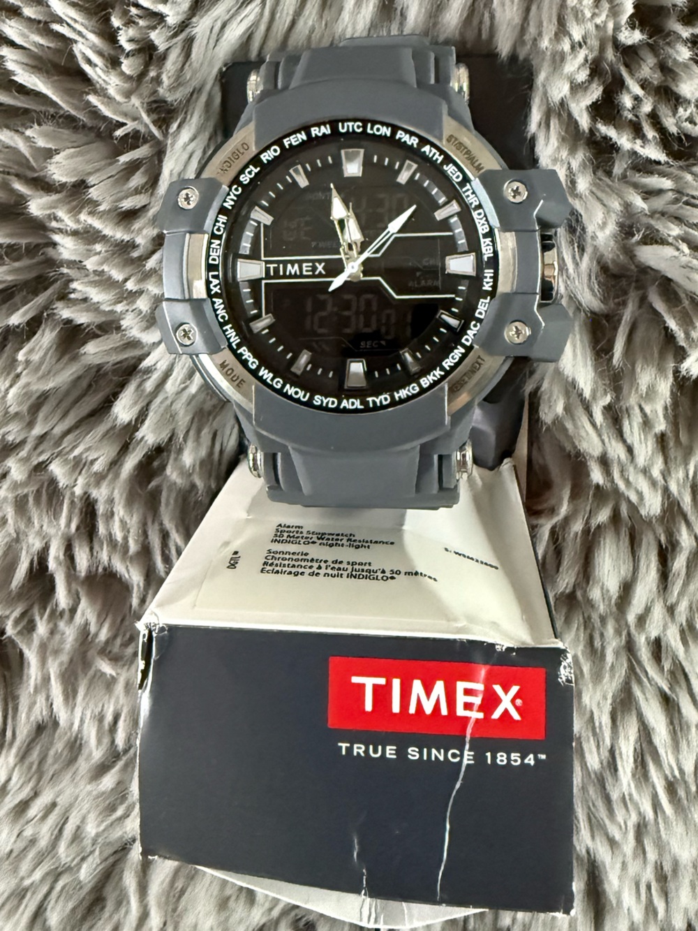 Timex Men’s Expedition Analog Digital Gray Resin World Time Watch TW5M22600